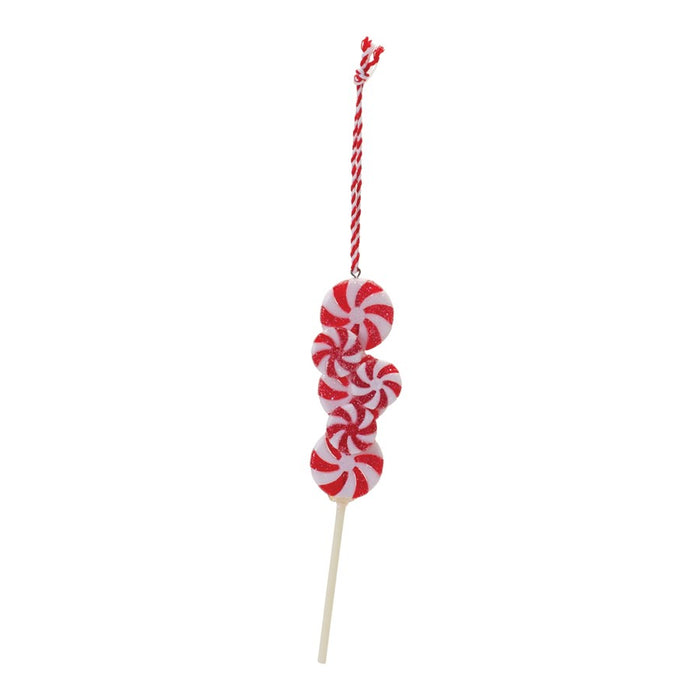 Melrose Peppermint Candle Drop Ornament, Set of 24, White/Red