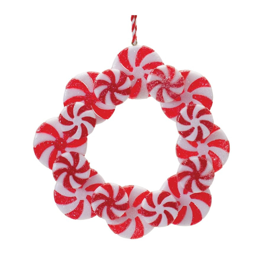 Melrose Peppermint Candle Wreath Ornament, Set of 24, Red/White - 86476DS