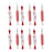 Melrose International Glass Rolling P, Ornament, Set of 12, Red/White