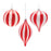 Melrose International Striped Glass Ornament, Set of 6, White/Red - 86479DS