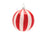 Melrose International Striped Glass Ornament, Set of 6, White/Red