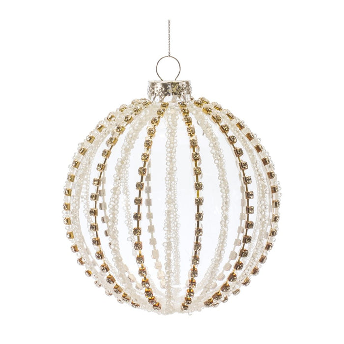Melrose International Jeweled Glass Ball Ornament, Set of 6, White