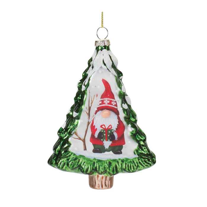 Melrose Gnome Pine Tree Ornament, Set of 12, Red/Green/White