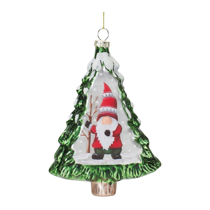 Melrose Gnome Pine Tree Ornament, Set of 12, Red/Green/White