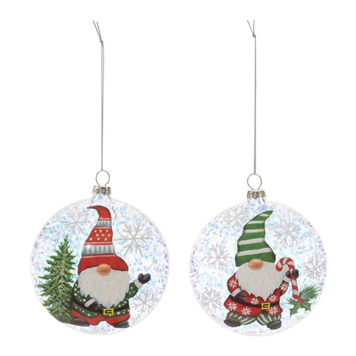 Melrose International Gnome Ball Ornament, Set of 12, Red/Whitegreen
