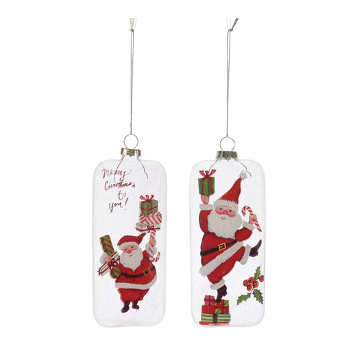 Melrose Whimsical Santa Ornament, Set of 12, White/Red/Green