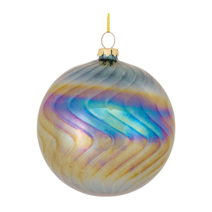 Melrose International Irridescent Glass Swirl Ornament, Set of 6, Blue