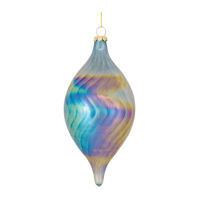 Melrose International Irridescent Glass Swirl Ornament, Set of 6, Blue