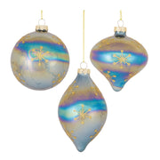Melrose Irridescent Glass Snowflake Ornament, Set of 6, Blue/Gold - 86489DS