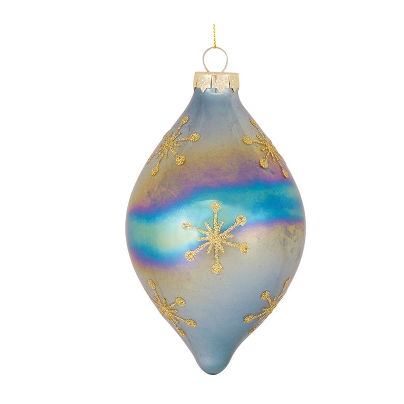Melrose Irridescent Glass Snowflake Ornament, Set of 6, Blue/Gold