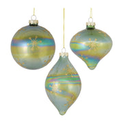 Melrose Irridescent Glass Snowflake Ornament, Set of 6, Green - 86490DS