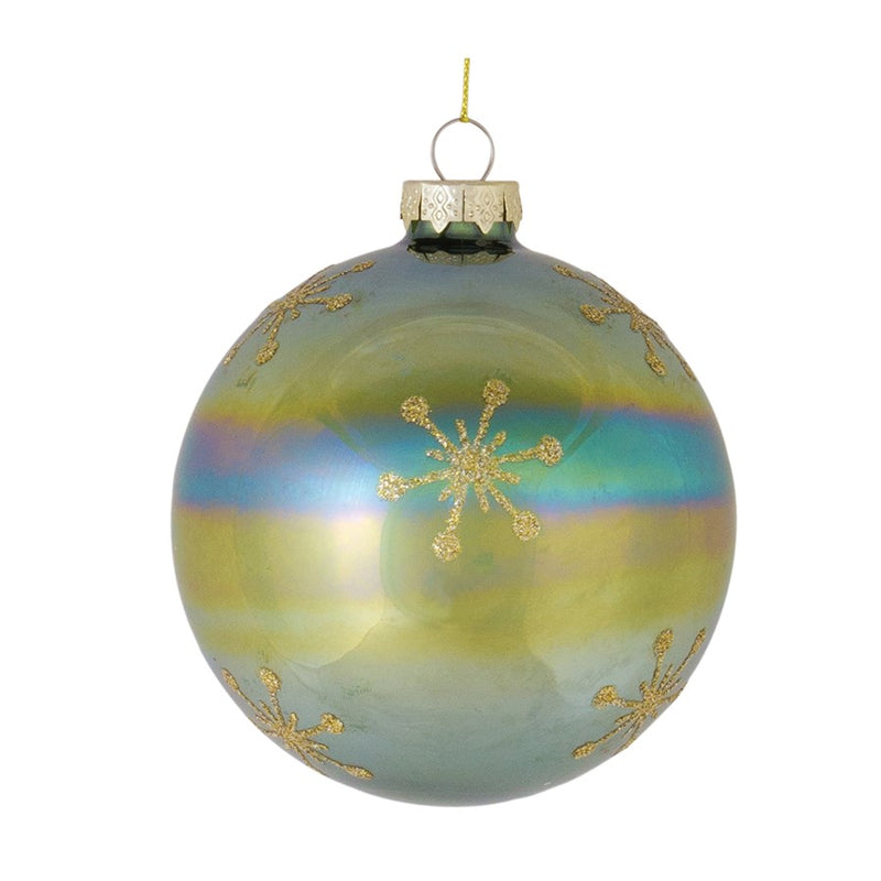 Melrose Irridescent Glass Snowflake Ornament, Set of 6, Green