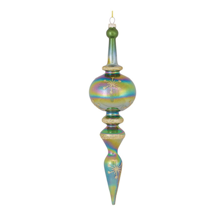 Melrose Irridescent Glass Finial Drop Ornament, Set of 6, Green/Gold
