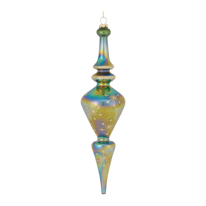 Melrose Irridescent Glass Finial Drop Ornament, Set of 6, Green/Gold