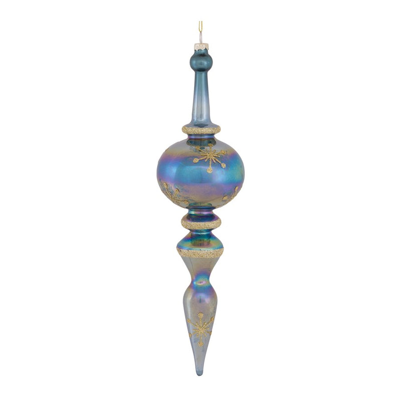 Melrose Irridescent Glass Finial Drop Ornament, Set of 6, Blue