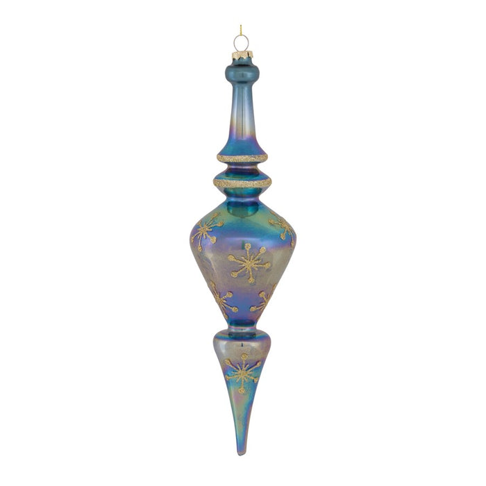 Melrose Irridescent Glass Finial Drop Ornament, Set of 6, Blue