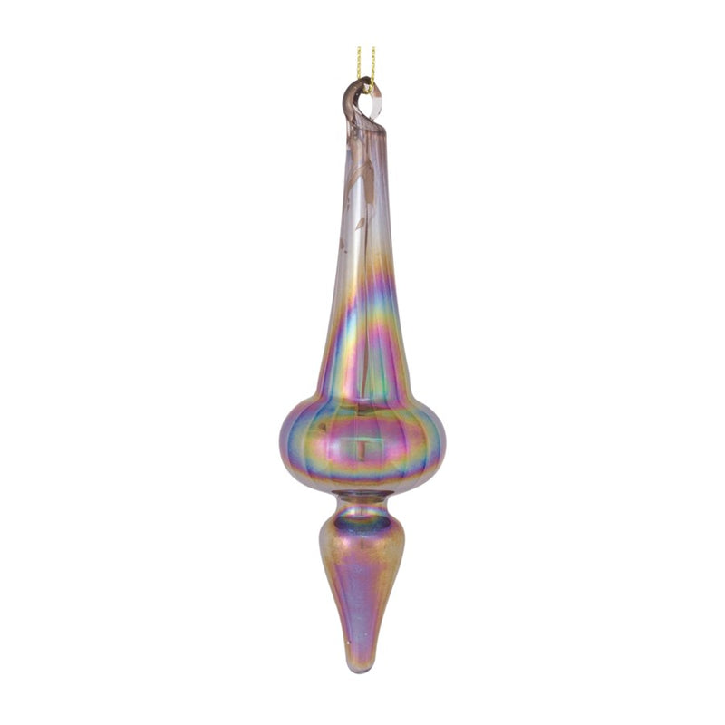 Melrose Irridescent Finial Drop Ornament, Set of 12, Purple/Bronze