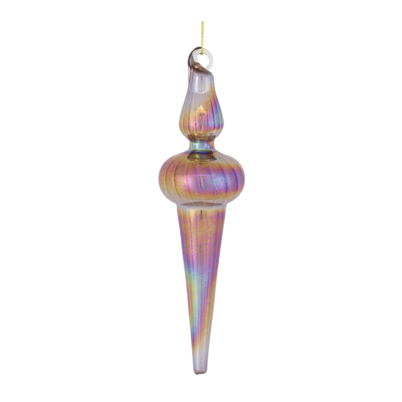 Melrose Irridescent Finial Drop Ornament, Set of 12, Purple/Bronze