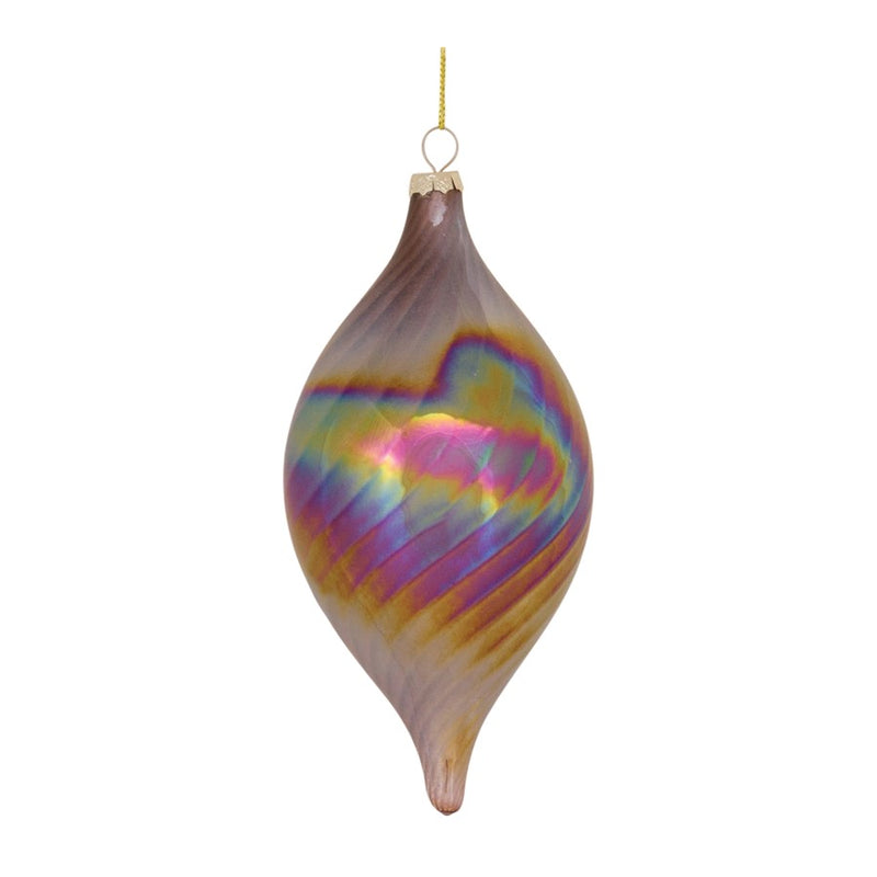Melrose Irridescent Glass Swirl Ornament, Set of 6, Bronze/Purple