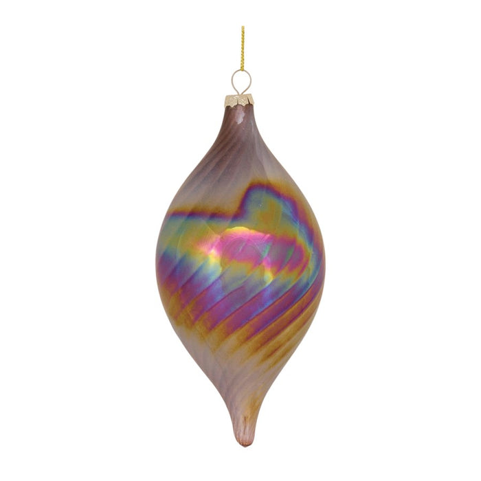 Melrose Irridescent Glass Swirl Ornament, Set of 6, Bronze/Purple