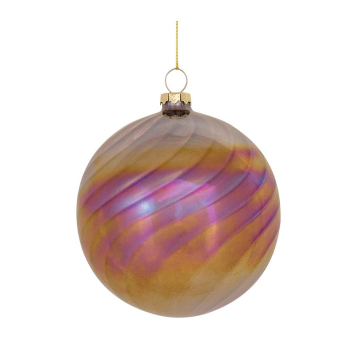 Melrose Irridescent Glass Swirl Ornament, Set of 6, Bronze/Purple