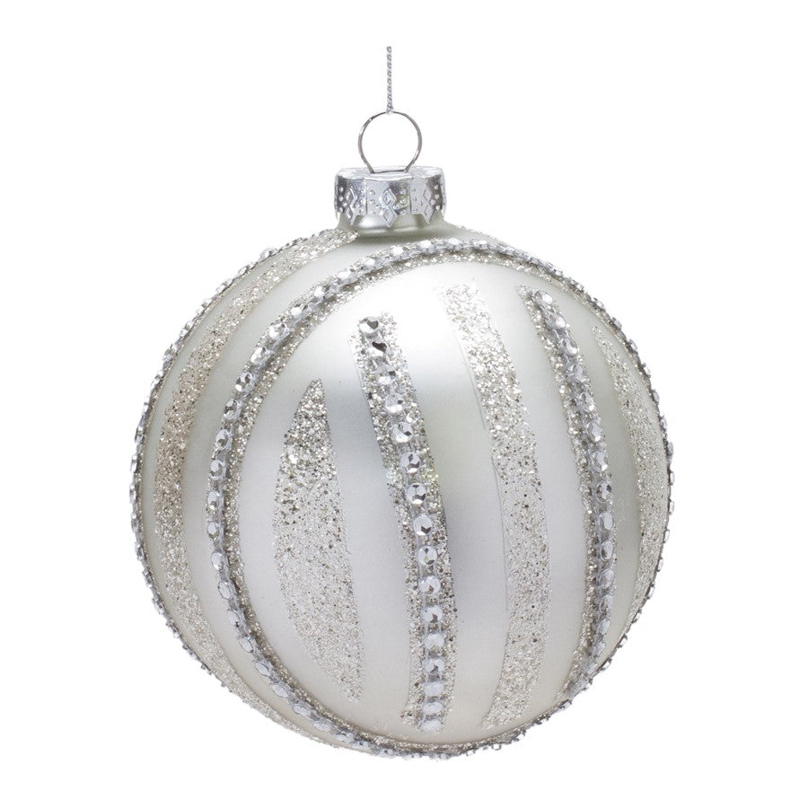 Melrose International Jeweled Glass Ball Ornament, Set of 6, Silver - 86496DS