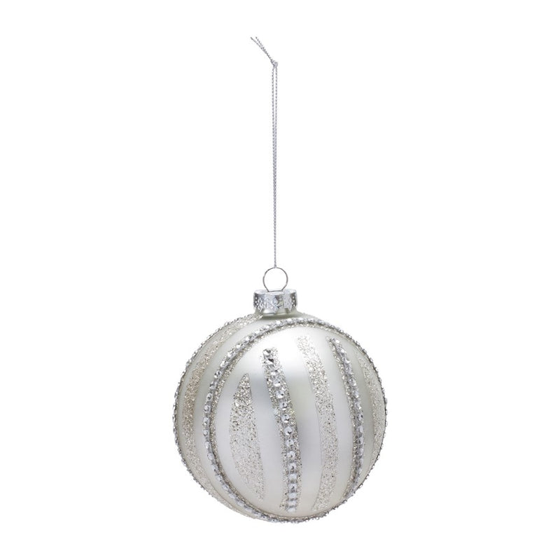 Melrose International Jeweled Glass Ball Ornament, Set of 6, Silver