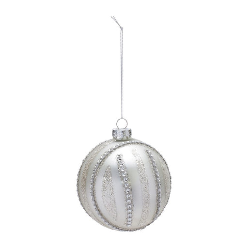 Melrose International Jeweled Glass Ball Ornament, Set of 6, Silver