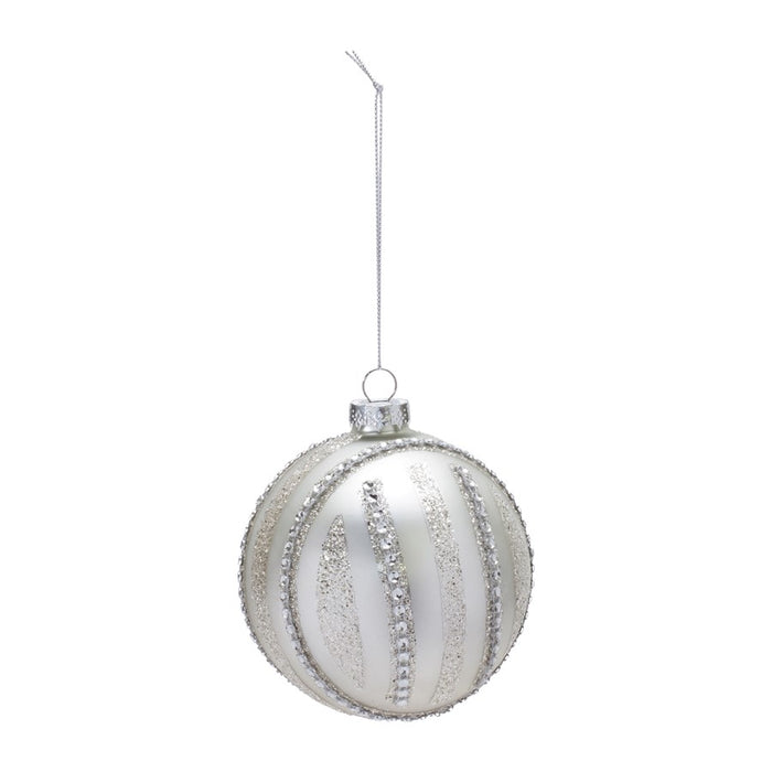 Melrose International Jeweled Glass Ball Ornament, Set of 6, Silver