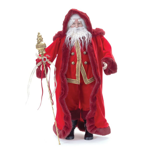 Melrose International Jeweled Staff Santa 23"H, Red/Gold - 86497DS