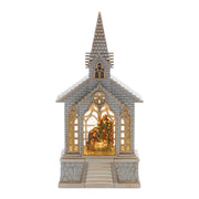 Melrose LED Snow Globe Church/Nativity 8.25"H, Silver/Gold - 86499DS