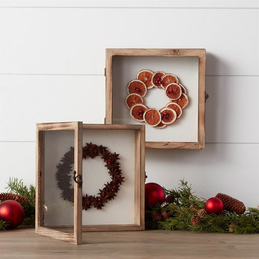 Melrose Dried Fruit Wreath Shadow Box, Set of 2, Brown/Orange