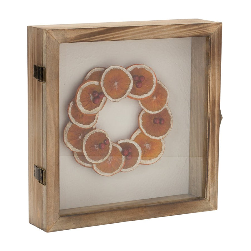 Melrose Dried Fruit Wreath Shadow Box, Set of 2, Brown/Orange