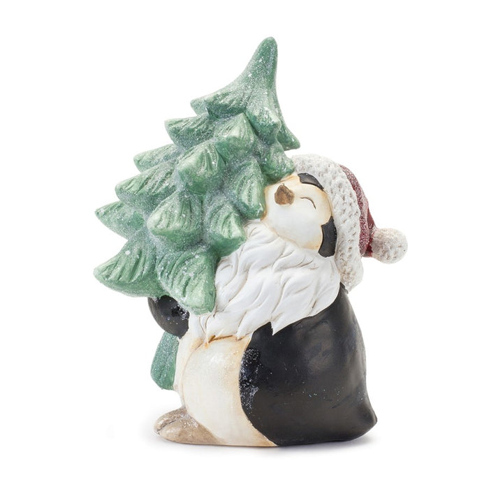Melrose Holiday Pengu,/Pine Tree Figurine, Set of 2, Green/White
