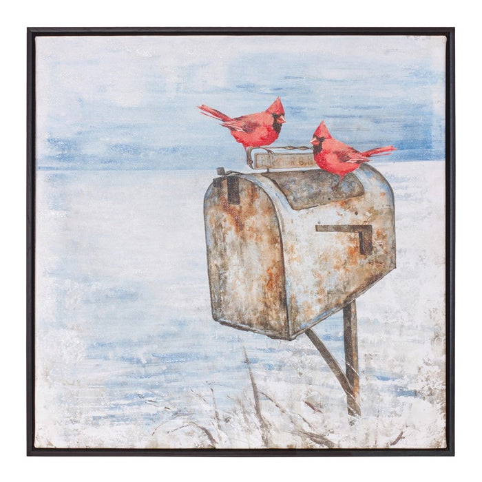 Melrose International Cardinal/Mailbox Canvas Print 24"SQ, Red/Blue - 86511DS