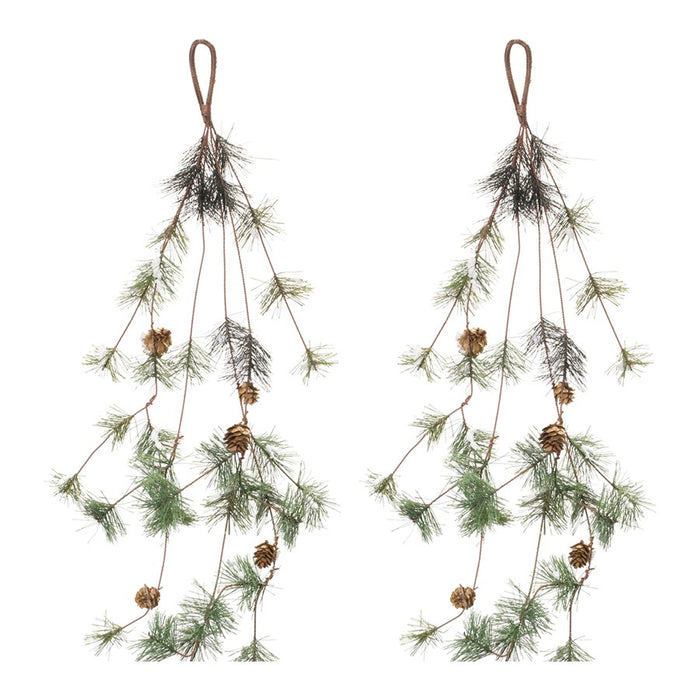 Melrose International Pine Cone Twig Garland, Set of 2, Green
