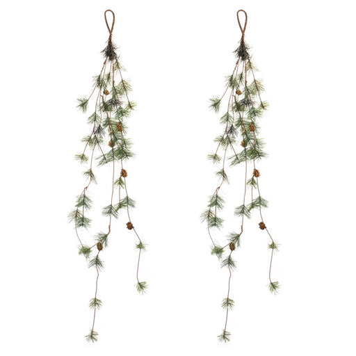Melrose International Pine Cone Twig Garland, Set of 2, Green/Brown