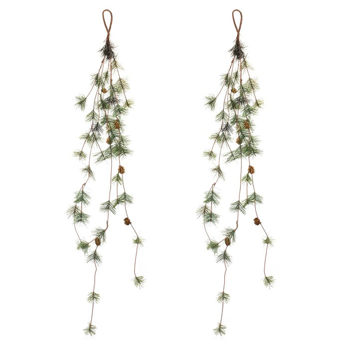 Melrose International Pine Cone Twig Garland, Set of 2, Green/Brown