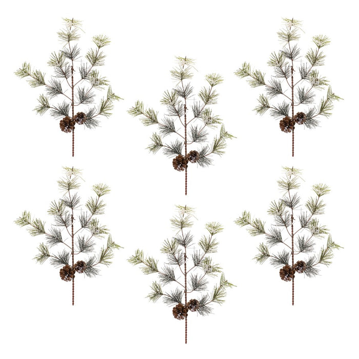 Melrose International Pine Spray, Set of 6, Green