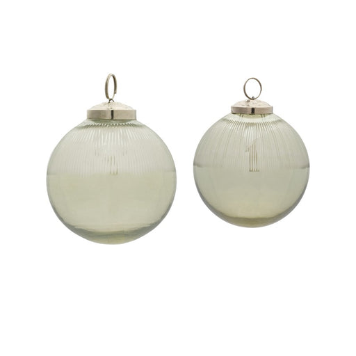 Melrose International Ribbed Glass Ball Ornament, Set of 12, CleaRed - 86547DS