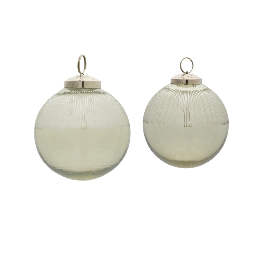 Melrose International Ribbed Glass Ball Ornament, Set of 12, CleaRed - 86547DS