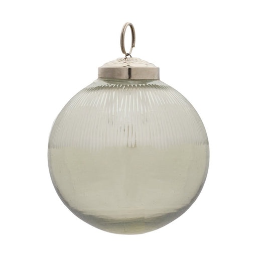 Melrose International Ribbed Glass Ball Ornament, Set of 12, CleaRed