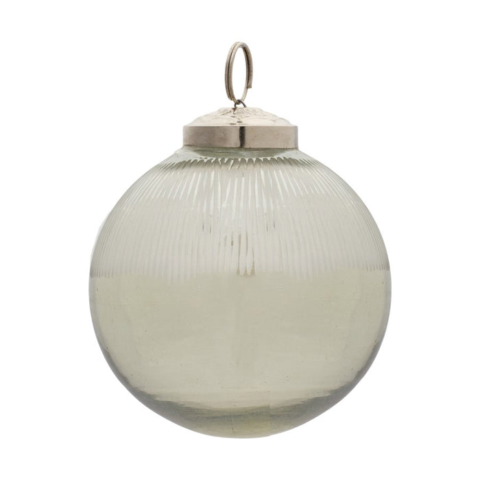 Melrose International Ribbed Glass Ball Ornament, Set of 12, CleaRed