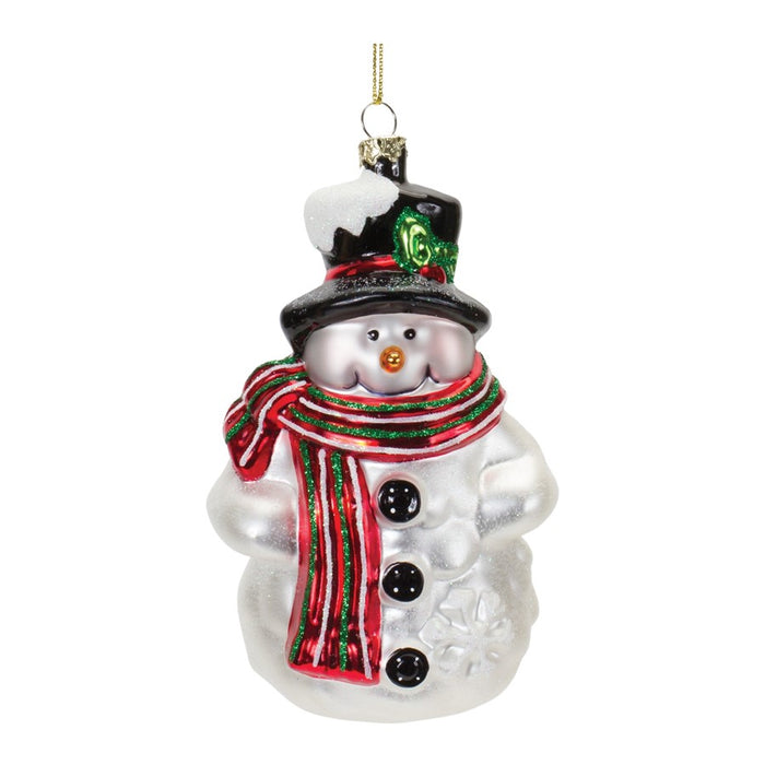 Melrose Glittered Glass Snowman Ornament, Set of 6, Red/White/Black - 86560DS