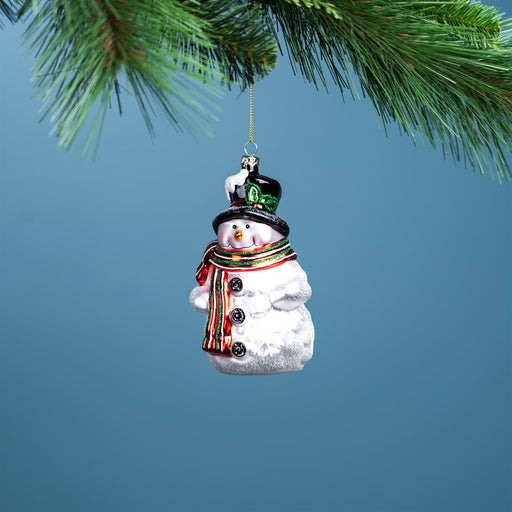 Melrose Glittered Glass Snowman Ornament, Set of 6, Red/White/Black