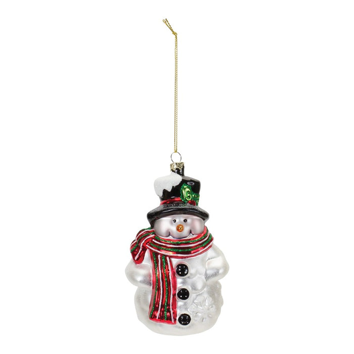 Melrose Glittered Glass Snowman Ornament, Set of 6, Red/White/Black