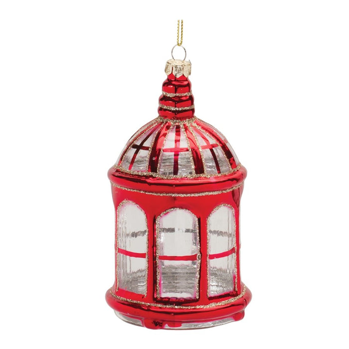 Melrose Glittered Glass Lantern Ornament, Set of 6, Red/Gold - 86562DS
