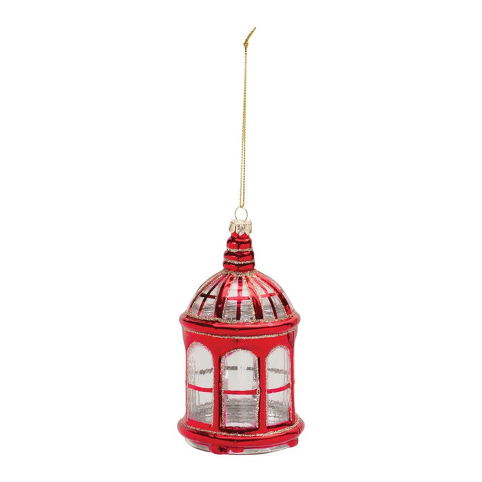 Melrose Glittered Glass Lantern Ornament, Set of 6, Red/Gold