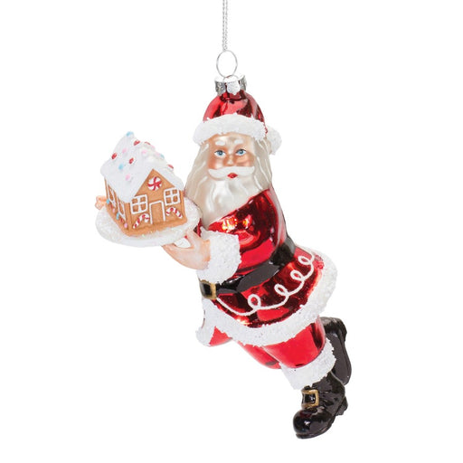 Melrose Glass Santa/Gingerbread Ornament, Set of 6, Red/White - 86563DS