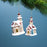 Melrose Glittered Glass Church Ornament, Set of 6, Tan/Red